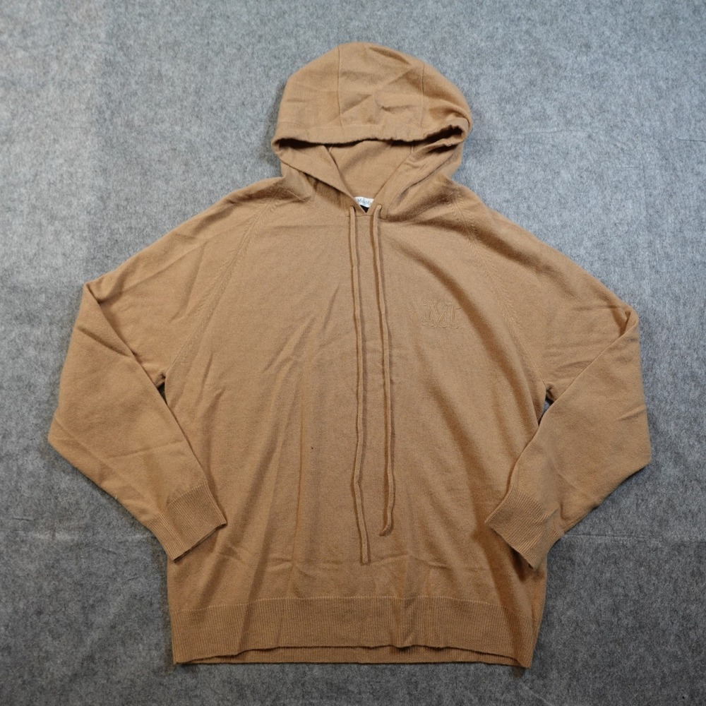 MaxMara Sweater Womens Large Hoodie Wool Cashmere Blend Camel Brown Tan Logo